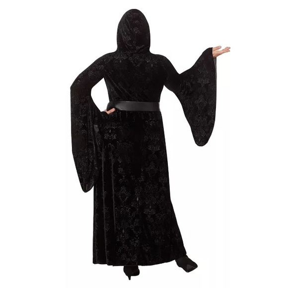 Spirit Halloween Black Velvet Patterned Hooded Robe Plus Size - Picture 3 of 9